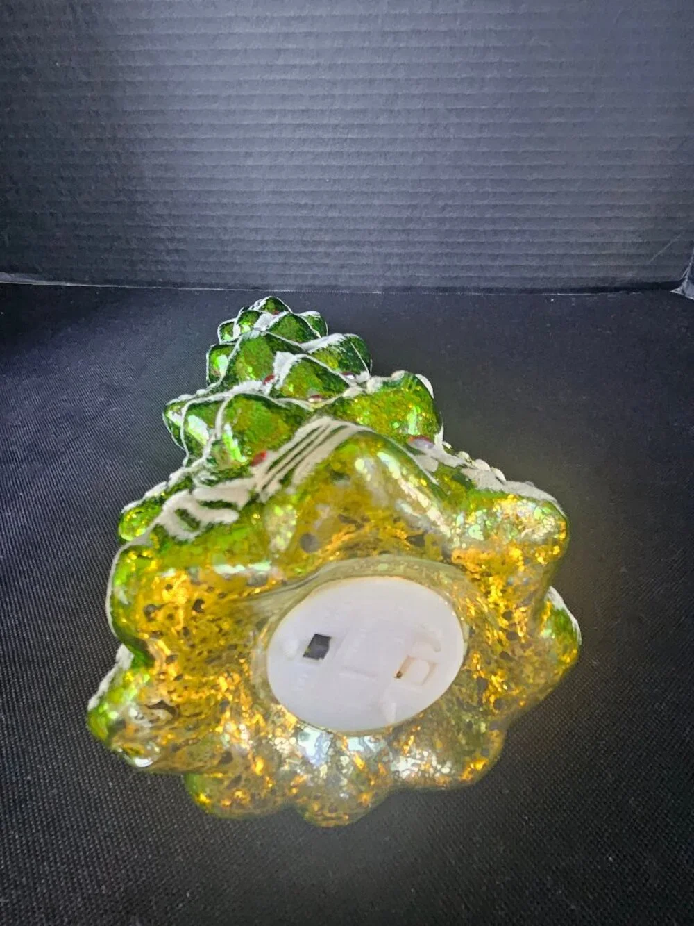 Pier One Imports Green Glass Christmas Tree Light Up 12